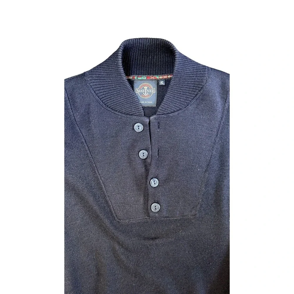 Mariner Navy Blue Sailing Henley Sweater Elbow Patches XL Retro 90s Yachting